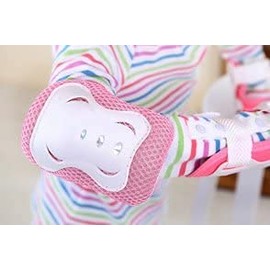 FakeFace Kids 6PCS Safety Protective Gear Knee Elbow Wrist Pads Set Adjustable Wrist Guards Skate Roller Cycling Riding Knee Braces Elbow Guards Wrist Support Protector Kneepad for Outdoor Sports