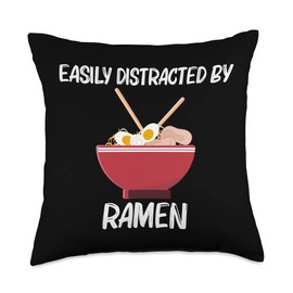 Best Ramen Gifts Tonkotsu Meat Bowl Noodle Stuff Cute Ramen Art for Men Women Miso Shoyu Japanese Soup Dish Throw Pillow, 18x18, Multicolor