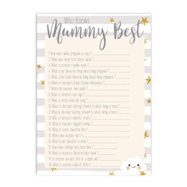 Little Angels Jamboree Baby Shower Game - Who Knows Mummy Best - 20 Sheets Cloud Design (BSCWKMB20)