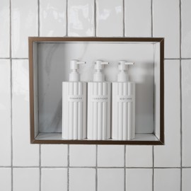 Stylish Shampoo and Conditioner Dispenser Set of 3 - Modern 19oz Shower Soap Bottles with Pump and Labels - Easy to Refill Body Wash Dispensers for an Instant Bathroom Decor Upgrade