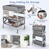 HONEY JOY Changing Table, Foldable Baby Mobile Nursery Organizer w/Wheels,