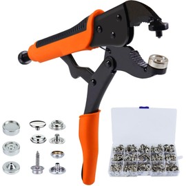 Heavy Duty Snap Fastener Tool, Snaps for Fabric, Snap Fastener Kit, Snap Setter Tool Includes 40 Sets 15mm Snaps for Leather, Sewing, Replacing Metal Snaps, Repairing Boat Covers, Canvas, Tarps