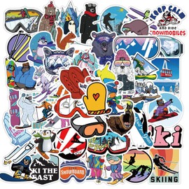 Skiing Stickers | 50 Pcs Winter Skiing Sports Waterproof Vinyl Stickers for Helmet Snowboard Water Bottles Bicycle Laptop Refrigerator Luggage Computer Mobile Phone Bike Decals Party Favors