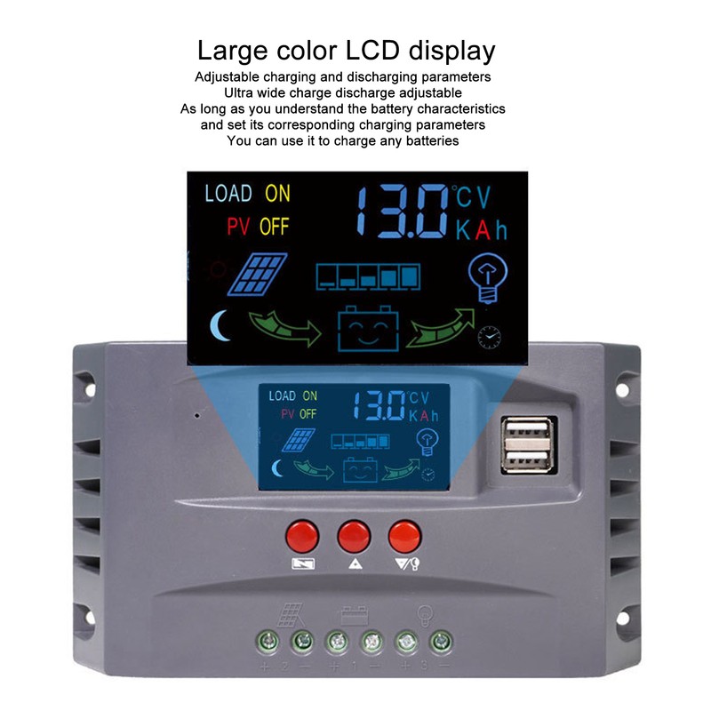 Solar Charge Controller with Light LCD MPPT Overcurrent Protection Solar