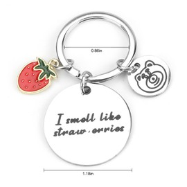 FRULX teacher gifts,Stainless Steel Strawberry Bear Cute Keychain for Student Backpack,Key Rings,Gifts for Women,Keyring for Women,Sister Gifts,Gift for Girlfriend,Friendship Keyring,Cute Keyring