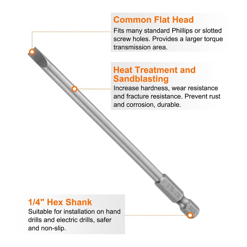 sourcing map 5pcs SL5 Magnetic Slotted Screwdriver Bits 5mm S2