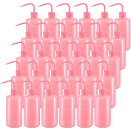 Lallisa 24 Pcs 500 ml Pink Wash Bottle Plastic Lash Water Bottles Squeeze Bottle with Narrow Mouth Scale Rinse Eyelash Bottle Tattoo Spray Bottle Peri Bottle for Lab Supplies Soap Plant Cleaning