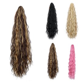 SutouriiByuutii 36 Inch Brown Long Synthetic Ponytail Hair Extension with Claw Clip - Soft & Natural Straight Ponytail Hairpiece for Women (Brown Mix)