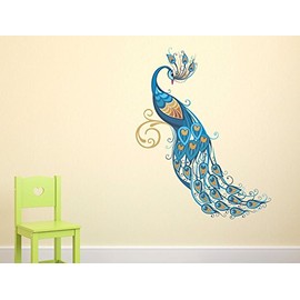 Wallstick Vinyl Beautiful Peacock Wall Sticker (23 cm X 4.2 cm, Multicolor) (72-158)
