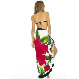 Back From Bali Pareo de pareo para mujer, pintado a mano, falda envolvente, pareo de playa con clip de coco, Colibrí Blanco, Talla única