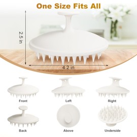 Meartchy Silicone Scalp Massager Shampoo Brush, Scalp Brush for Hair Growth & Dandruff Removal, Hair Scrubber Scalp Stimulator Exfoliator Brush with Soft Bristles for Wet Dry Scalp Care (White)