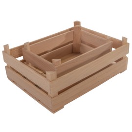 Set of 2 Wooden Decorative Extra Small Crates | Tiny Mini Cute Little Box | Souvenir Case Display Shelf Collection Counter Storage | Unpainted Natural Wood Gift Hamper