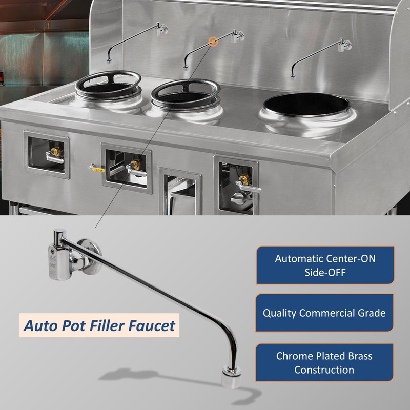 AA Faucet Wok Range Center-On Automatic Faucet with 17" Spout