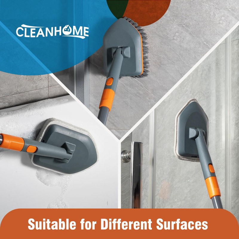 CLEANHOME Floor Scrub Brush Tile Tub Scrubber Brush with 4