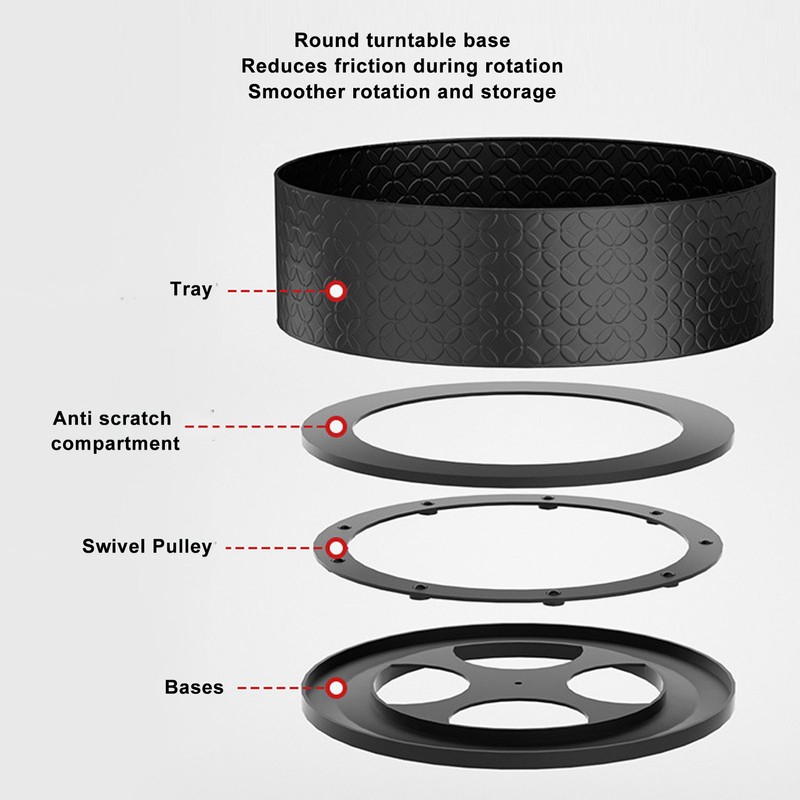 Turntable Spice Rack 360 Degree Rotatable Large Capacity Multifunctional Carbon