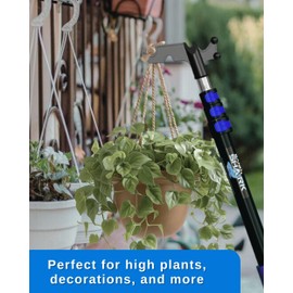 1.5-3FT Telescopic Extension Pole W/Hook, Christmas Light Pole Hanger Tool, Telescoping Pole for Christmas Lights Installation, Lightweight and Sturdy Light Hanger Pole for Birdfeeders, String Lights