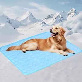 Dog Cooling Mat - 40" x 28" Washable Instant Cooling Pet Pad for Dogs & Cats, Pet Sleeping Bed for Indoor Outdoor in Summer, Portable Non-Toxic Kennel Puppy Crate Pad, Blue (XL(40'' x 28''))