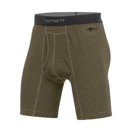 Carhartt mens Base Force 8" Inseam Tech Boxer Briefs, Burnt Olive Grid, Medium US