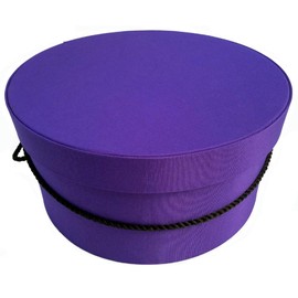 Sarah's Hat Boxes Classic Dark Purple Hat Box – 18.5" x 9.5" (Dia. x Ht.) Handmade in USA – Odorless Non-Toxic Adhesive, Cording Handle – Premium Storage for Hats & Accessories