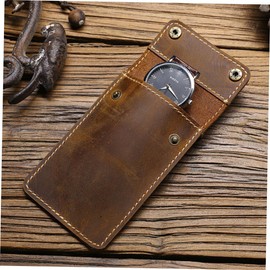 Healeved Vintage Watch Storage Pouch Portable Watch Bag in Leather for Men Women