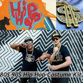 SONNYX 80 90s Outfits for Men Women Hip Hop Costumes Kit Rapper Themed Party Outfits Accessories