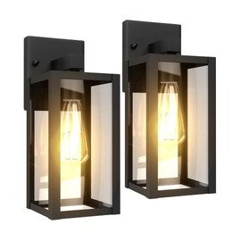 Kainozoic Outdoor Wall Light Fixtures Exterior Waterproof Porch Lights Outdoor Anti-Rust Wall Lantern with Clear Glass Patio Sconce Light - 2 Pack