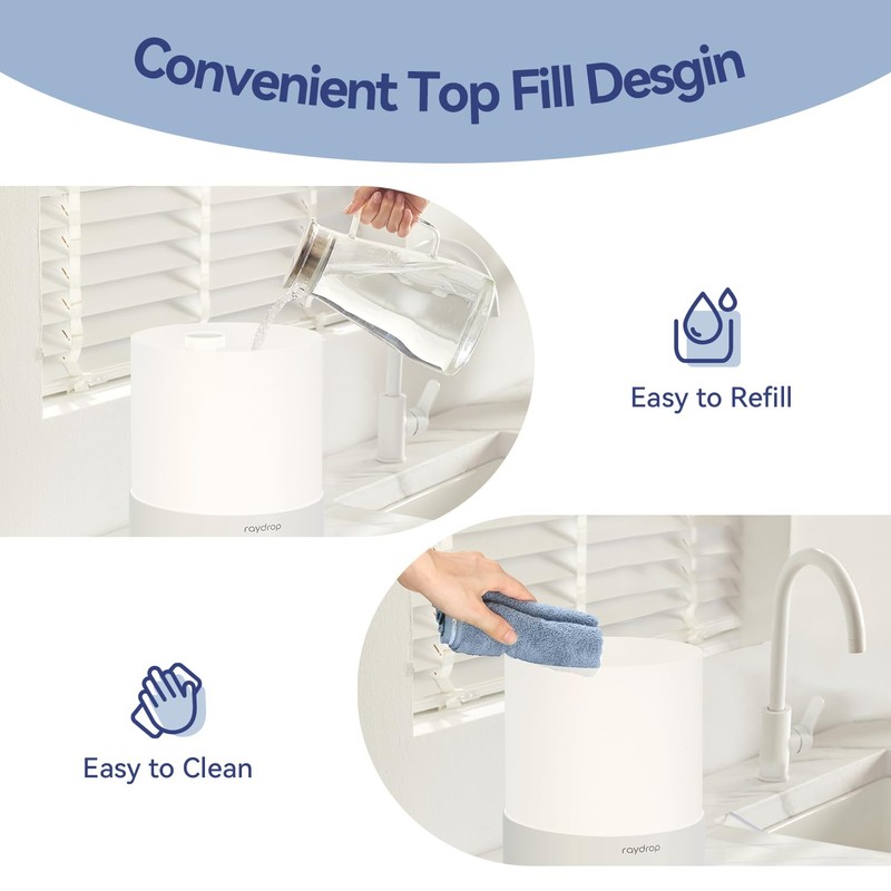 raydrop Humidifiers for Bedroom, 3.0L Cool Mist Humidifiers for Large