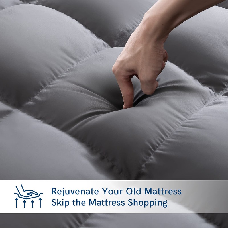 ELEMUSE King Grey Mattress Topper for Back Pain, Extra Thick
