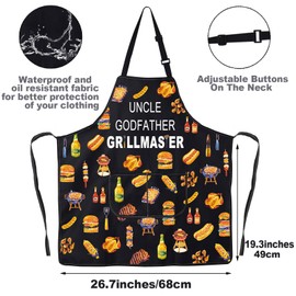 Grill Master Apron For Men BBQ Chef Aprons Grilling Aprons For Uncle Godfather Grill Apron Grilling Dad Gift (UNCLE GODFATHER uk)