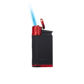 Colibri EVO Angled Single Jet Flame Butane Lighter, Windproof & Refillable, User-Friendly with Pachmayr Grip, Blue Fuel Window and Adjustable Flame - Sleek Design (Black)