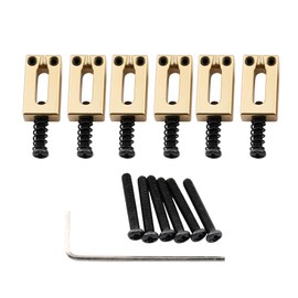 Musiclily Ultra 10.8mm Solid Brass Guitar Bridge Saddles for Strat Tele Style Electric Guitar, Gold (Set of 6)
