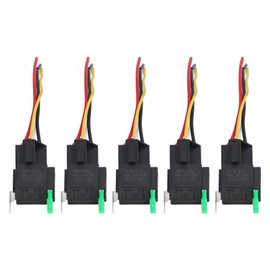 5Pcs Automotive Relay 12V DC 30A 4 Pin 4 Wire Interlocking Relay Socket Set Kit for Vehicle