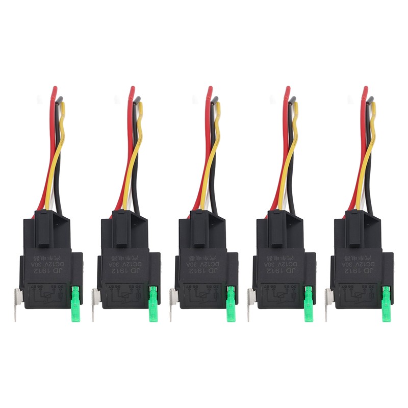 5Pcs Automotive Relay 12V DC 30A 4 Pin 4 Wire