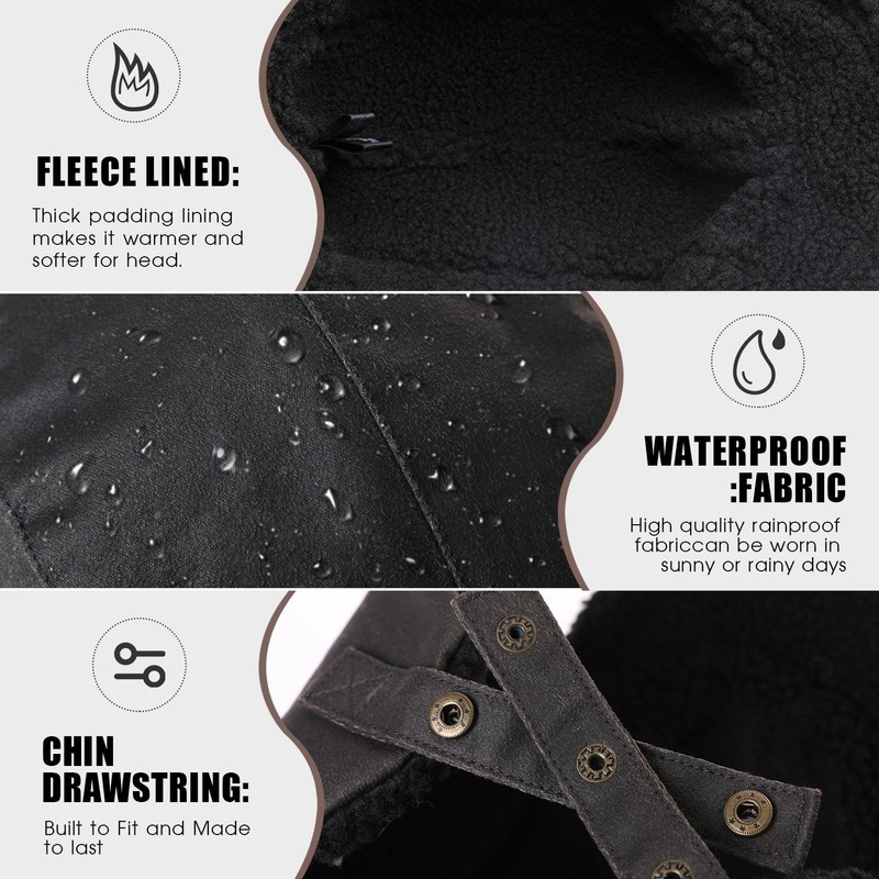 TOP-EX Oversize XXL Brown Waterproof Mens Pilot Hat Aviator Hunting