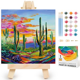 Yezavesu Framed Paint by Numbers Kit for Adults Beginner & Kids Ages 8-12, Fantasy Desert Landscape Paint by Number Without Easel, DIY Adult Paint by Numbers for Home Wall Decor Gift 10x 10 inch