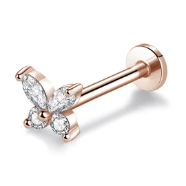 JINSAWW Piercing para labret de acero inoxidable con rosca interna, 16 g, para cartílago, hélice, tragus, caracola, parte trasera plana, joyería para el cuerpo
