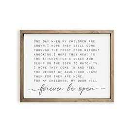 My Door Will Forever Be Open Framed Grandparent Wood Farmhouse Wall Sign (12x15)