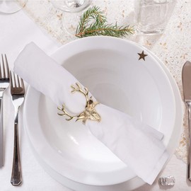 PRETYZOOM 4pcs Gold Christmas Deer Napkin Rings Holders for Wedding Home Table Decoration Alloy Xmas Dinner Parties Table Decoration Napkin Holder