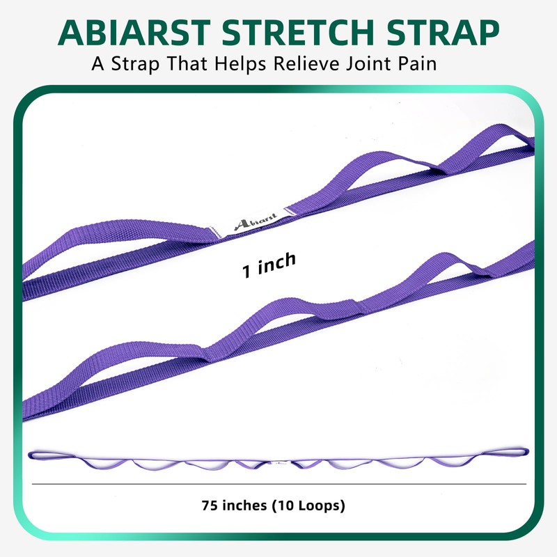 Abiarst Stretching Strap Yoga Straps for Physical Therapy, 10 Loops