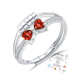 Fidget Rings for Anxiety Women, Sterling Silver Fidget Ring Red Garnet Birthstone Ring, Silver Anxiety Rings for Women Girls, Garnet Jewellery January Birthstone Gifts Birthday Gifts