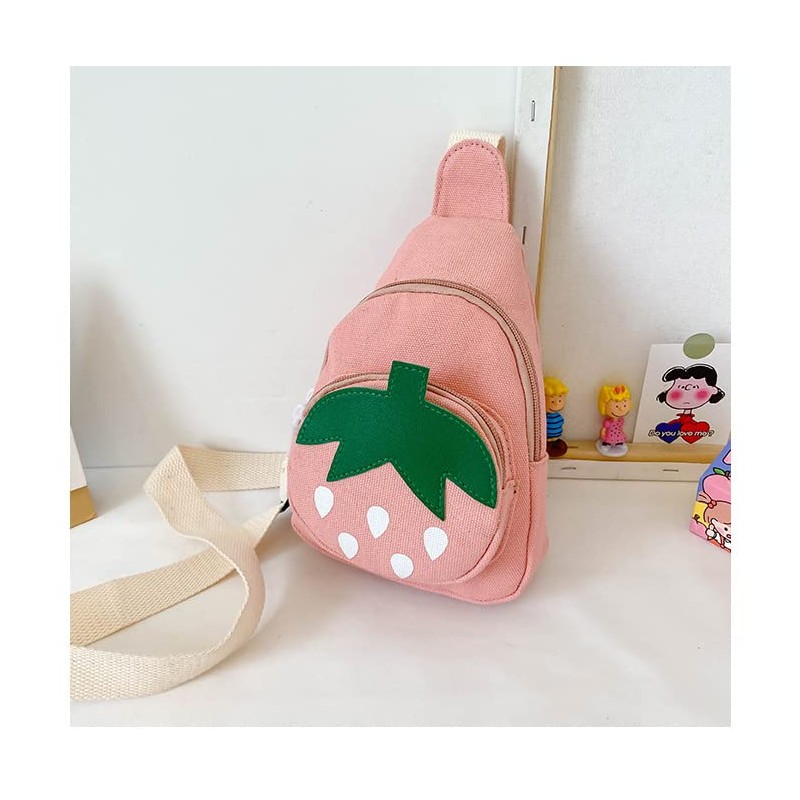 Hiflyer Pink Strawberry Sling Backpack, Small Backpack for Girls, Kawaii