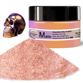 Matio Chameleon Mica Powder, 1.06oz/ 30g Champagne Coral Chrome Powder, Pearlescent Effect Color Shift Pigment for Resin Craft, Soap Candle Dye, Nail Art, Makeup,Bath Bomb,Paint,Slime Pigment
