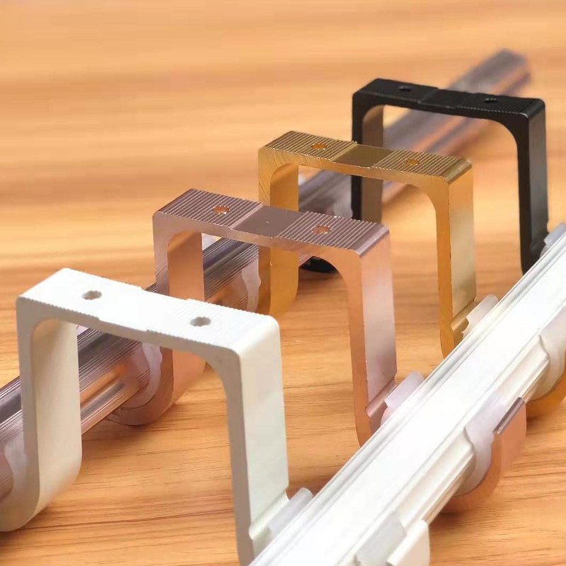 Tiweio Double Curtain Rod Brackets 2Pcs, Aluminum Alloy Ceiling Mounted,
