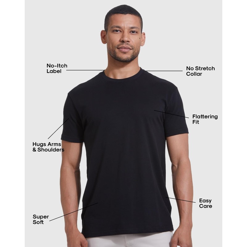 3 Pack, Men's Active Quick Dry Crew Neck T-Shirt, Black,