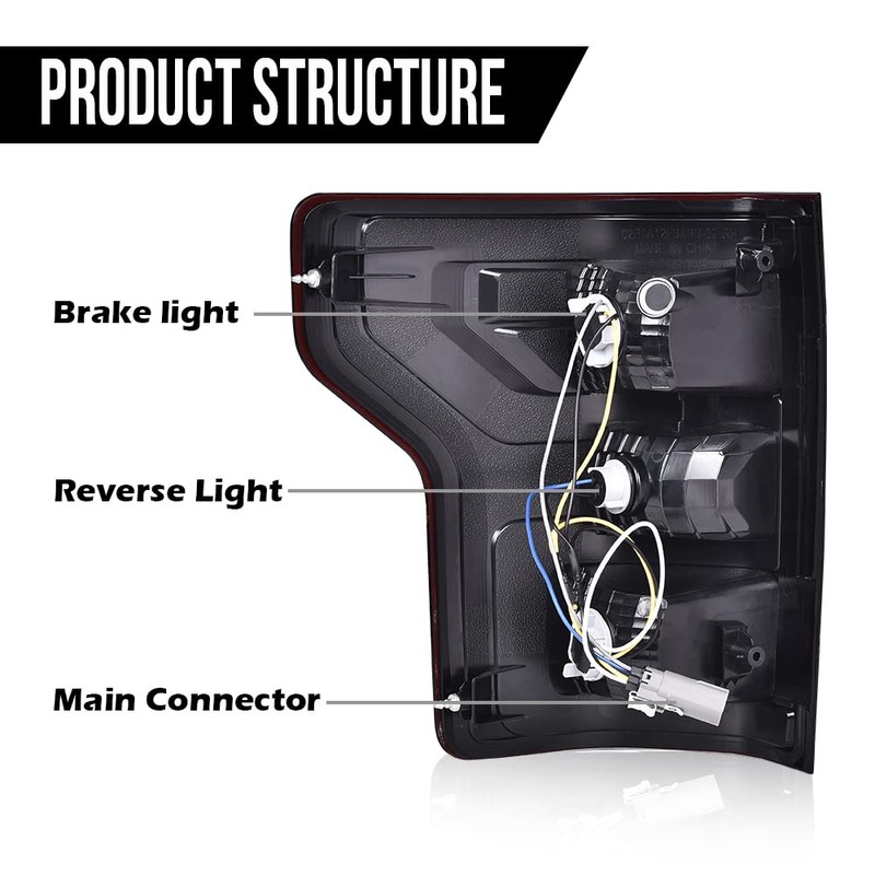 G-PLUS Rear Tail Light Lamp W/Bulbs & Wiring Harness Left