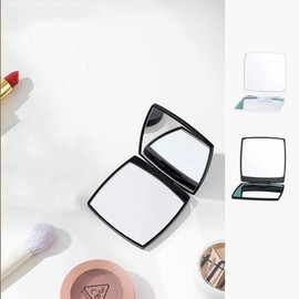 Foldable Mini Hand Mirror Square Portable Makeup Double Mirror - Black / 접이식 미니 손거울 사각 휴대용 메이크업 더블 미러 - 블랙