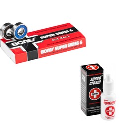 BONES Super Swiss 6 Skateboard Bearings 8-Pack with Speed Cream Lubricant