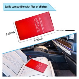 Augeny Car Registration and Insurance Holder, Essential Auto Card Document Glove Box Organizer with Closure, Premium Vehicle Interior Accessories(Small Car,Red)