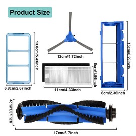 EATBALE Replacement Parts for Eufy RoboVac 11S, 15C, 15T, 30, 30C, 12, 35C, Vacuum Filters, 8 Side Brushes, 8 Filter, 1 Main Brush, 1 Pre Filter, 1 Roller Brush Guard, 1 Cleaning brush (22Pack)