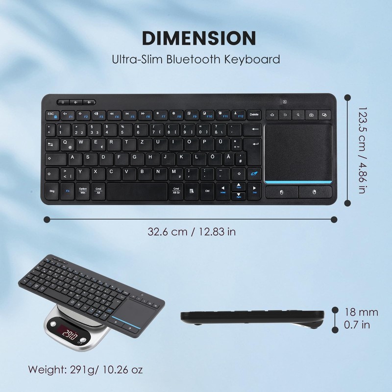Bnnwa Kabellose Bluetooth-Tastatur, Bluetooth + 2,4 G Dual-Modus-Tastatur, klein, tragbar,
